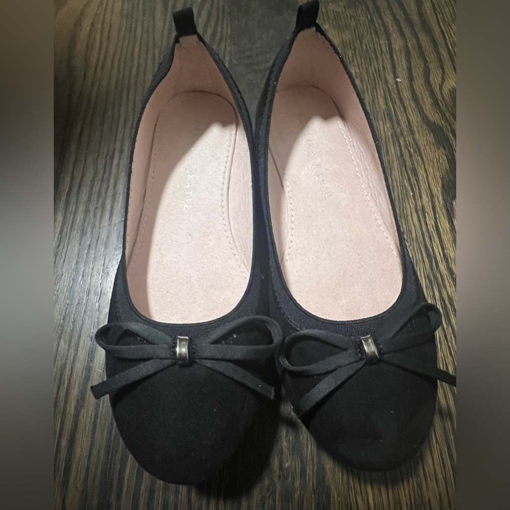 Kelly & Katie’s Black ballet flats with bow
